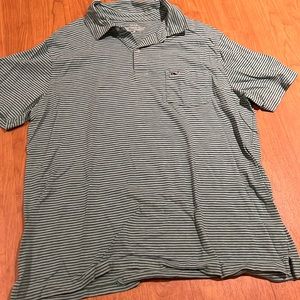 Vineyard Vines collared shirt. Striped pattern. Color green. Size medium.